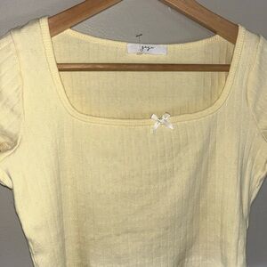 Women's Yellow Ribbed Top